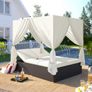 U_STYLE Outdoor Double Chaise Lounge Daybed with Curtains by HouseOfZazla