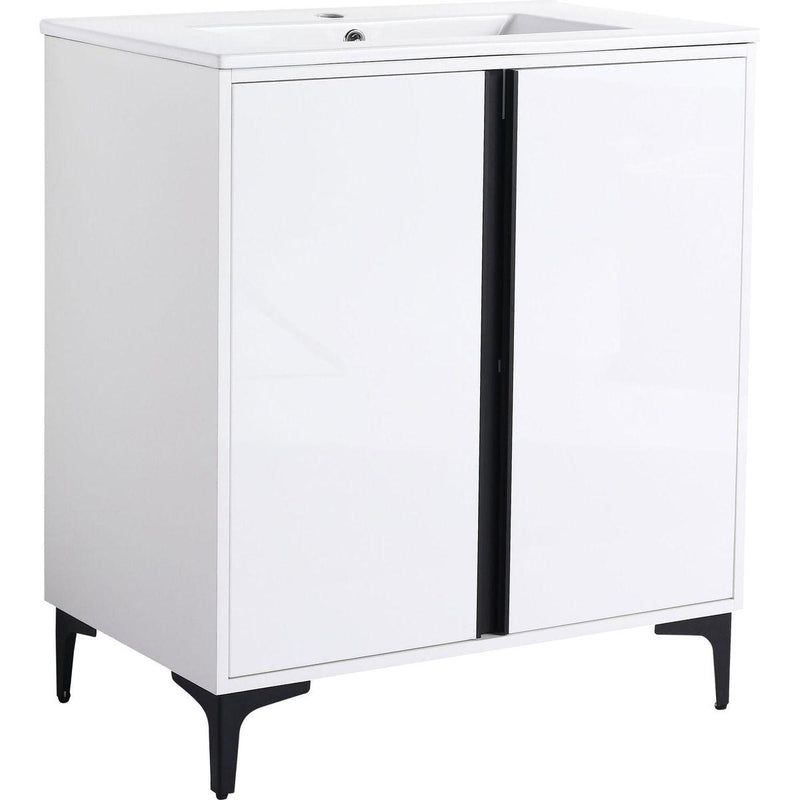 30" Freestanding Bathroom Vanity With Ceramic Sink-BVB06730WH-