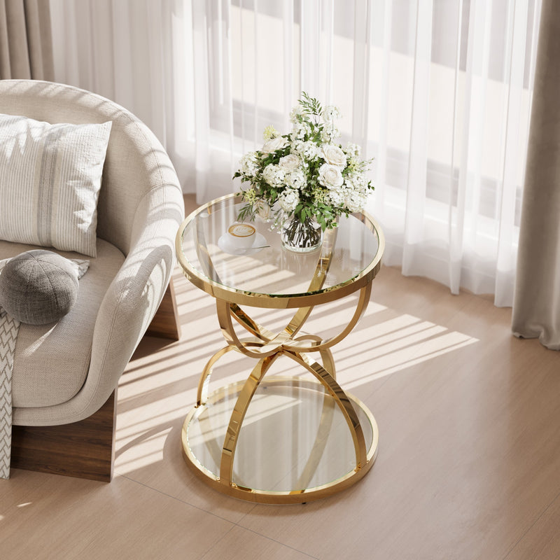19.69'' Modern Glass Side Table, photo 2 of 10