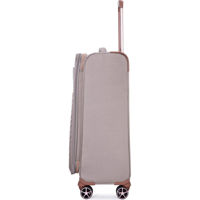 4-Piece Set (16/20/24/28), Softshell Suitcase Spinner Wheels Terylene Luggage Sets Carry On Suitcase Luggage Lightweight Durable Suitcase Khaki