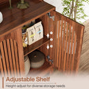 Sideboard Buffet Cabinet With 4 Doors & Shelves, Credenza Table For Dining Room - Brown by HouseOfZazla