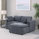 68.5" Loveseat Sofa with Ottoman Modular Sectional Love Seat Couch Small L Shaped Upholstered Couch for Living Room Apartment Small Space, Chenille Grey