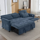 2-in-1 Sofa 82' Three-seater Sofa with Sofa Bed and Reversible Recliner, Blue Chenille