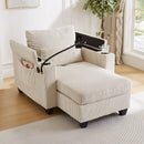 Convertible Chaise Lounge Sofa Chair With USB Ports, Cup Holders, Phone Holder And Storage by HouseOfZazla