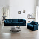 2-Piece Upholstered Sectional Sofa Set in Blue Chenille by HouseOfZazla
