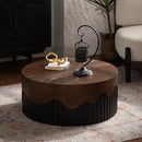 30.31" Round Coffee Table - Handcrafted Wooden Tea Table