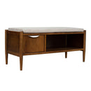 Accent Bench With Storage, Upholstered Cushion - Walnut Brown