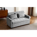 56.9' Loveseat Sofa Pull-out Sofa Bed Sleeper Sofa with a Reversible Backrest Cushion, Side Pockets, Two USB Ports and a Phone Holder for Living Room, Grey