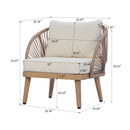 Acacia Wood Outdoor Club Chair, Curved Tub Design Patio Chair