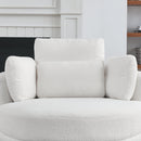 39" W Oversized Swivel Chair with moon storage ottoman for Living Room, Modern Accent Round Loveseat Circle Swivel Barrel Chairs for Bedroom Cuddle Sofa Chair Lounger Armchair, 4 Pillows, Teddy Fabric