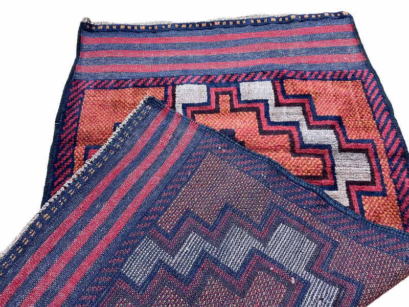 3X5 Vintage Handmade Tribal Wool Rug Balouchi Rug Afghan Rug Red 2' 8" X 4' 8"