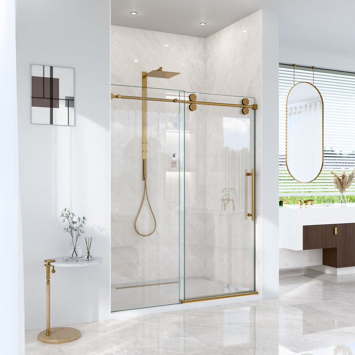56"-60"W x 72"H Frameless Single Sliding Shower Door, photo 2 of 10
