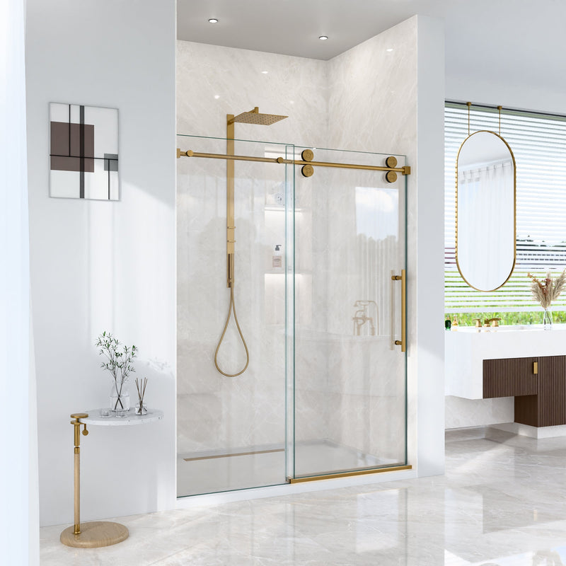 56"-60"W x 72"H Frameless Single Sliding Shower Door, photo 2 of 10