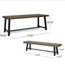 Outdoor 3 Piece Picnic Dining Set - Gray / Rustic Metal by HouseOfZazla