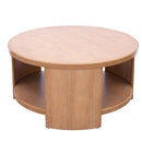 Minimalist Round Coffee Table With Shelf Storage - Natural by HouseOfZazla