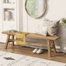 55" Farmhouse Wood Bench - Rustic Solid Wood Dining Room & Entryway Bench