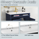 Bathroom Vanity With Top Sink, Modern Bathroom Storage Cabinet, 2 Drawers And A Tip-Out Drawer, Single Sink Bathroom Vanity - Blue by HouseOfZazla