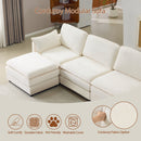 136" Plush Cloud 3-seater Sofa: Modular Design with Footstools