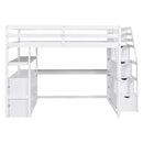 Loft Bed With Desk, Shelves, 2 Drawers, Storage Staircase by HouseOfZazla