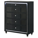 Ravenne 5-drawer Velvet Upholstered LED Chest of Drawers Black by Unique Piece Furniture