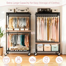 Rolling Clothes Rack with 3 Shelves, 2 Rods & Wheels