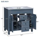 36" Bathroom Vanity With Ceramic Sink and Soft-Close Doors - Blue