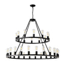52 Inch Black Wagon Wheel Chandelier, 36-Lights