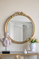 30' x 32.1' Round Decorative Wood Frame Wall Mirror by HouseOfZazla
