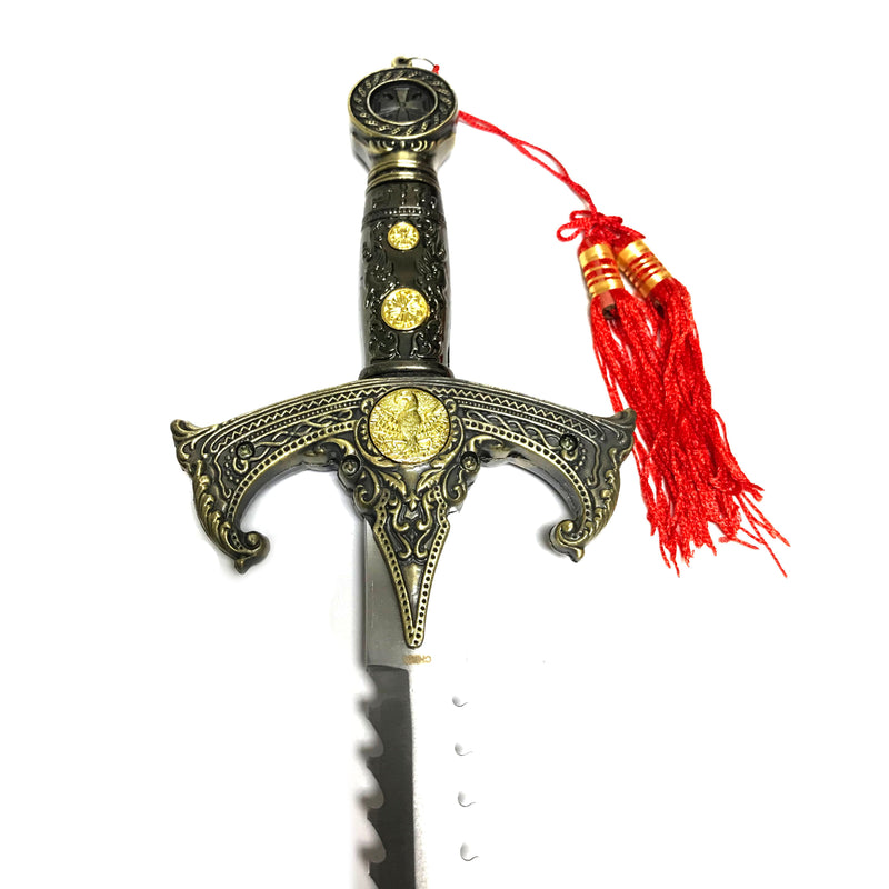 Metal Replica Knights Templar Ornate Dagger Prop with Sheath - Sharp Blade NOT A TOY