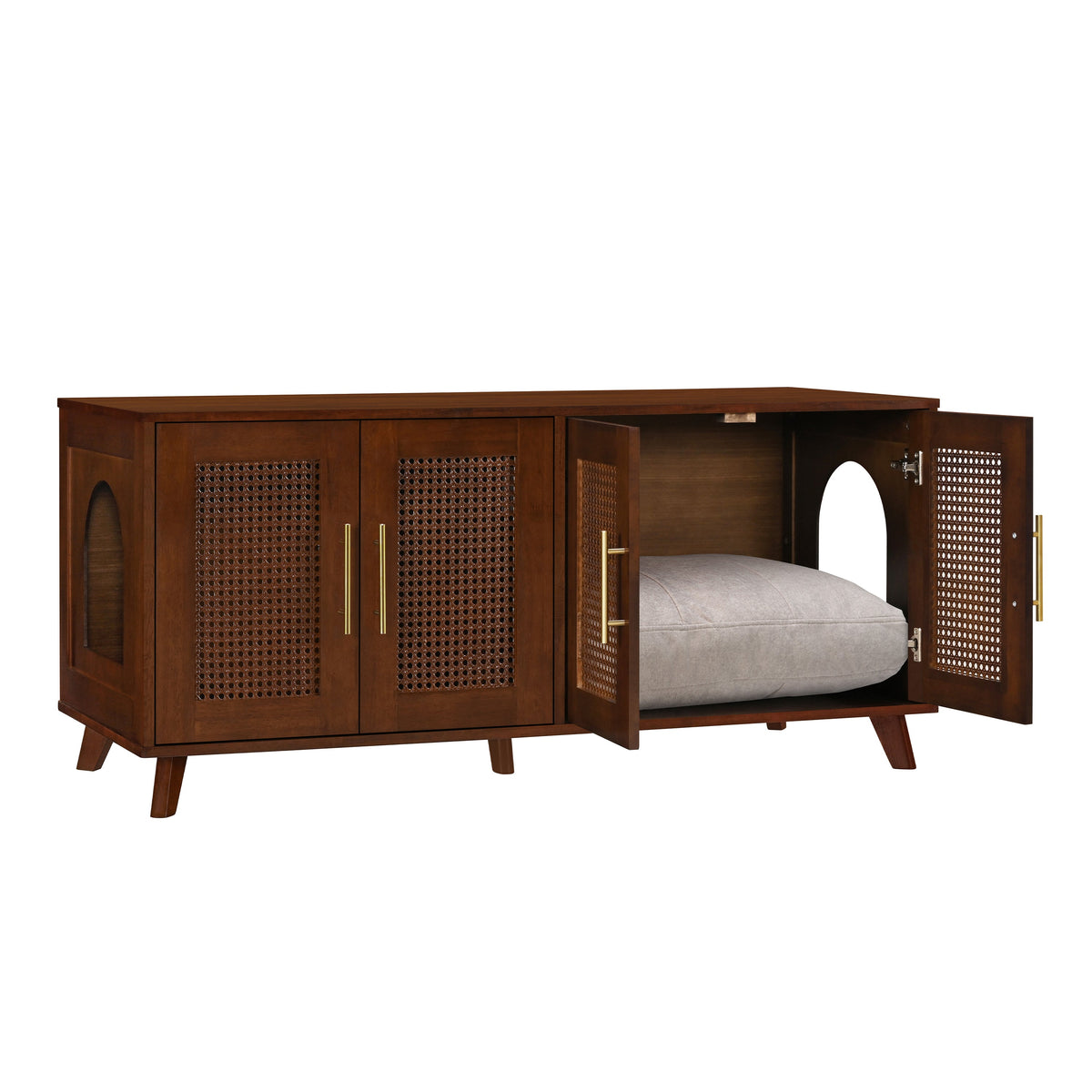 Myra Indoor Premium Rubber Wood Cat Cabinet with Cozy Cushion, photo 6 of 10
