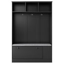 5-in-1 Entryway Bench with Coat Rack, Cushion and 3 Sturdy Hooks, 47.2" Wide Hall Tree with Shoe Storage Bench for Hallway, Entryway, Living Room