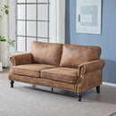 68 Inch Nailhead Trim Couches for Living Room, 22' Deep Seat Rolled Arm Sofa, Faux Leather Couch Upholstered SofaComfy Upholstered 2 Seater Sofa, w/Wooden Leg, Large Traditional Sofa for Bedroom