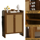 Rattan Shoe Cabinet with Doors, 6-Tier Storage Organizer
