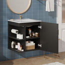 Modern Wall Mounted Bathroom Cabinet With Side Shelf And Ceramic Sink by HouseOfZazla