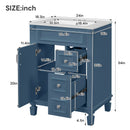 Bathroom Vanity With Ceramic Sink, Compact Cabinet With 2 Drawers And Adjustable Shelf - Blue by HouseOfZazla