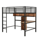 Full Size & Loft Bed With L-Shaped Desk And Shelves - Black by Unique Piece Furniture