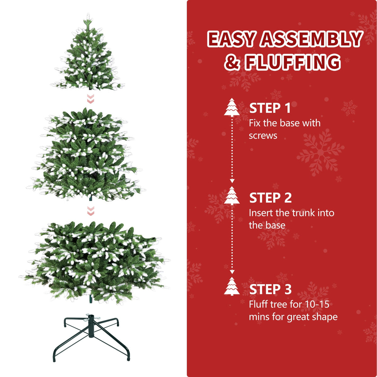 5FT Artificial Christmas Tree with White‑Tipped PE & PVC Mixed Tips, photo 6 of 7