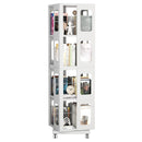 4 Tier All Steel Rotating Bookshelf With 360° Wheels, Large Size Sturdy & Spacious Book Rack, New Style Bookshelf - White by HouseOfZazla