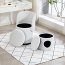 Barrel Chair With Built In Storage, 360° Swivel - Beige by HouseOfZazla