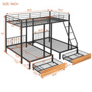 Triple Bunk Bed With Drawers And Guardrails by HouseOfZazla