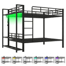 Bunk Bed With Storage Shelves, Clothes Hooks, LED Light by HouseOfZazla
