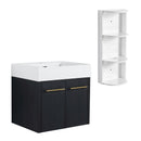 Modern Wall Mounted Bathroom Vanity With Resin Sink And Storage Rack by Unique Piece Furniture