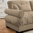 Modern Sectional Sofa With Ottoman, Round Bolster Armrests, Waist And Throw Pillows by HouseOfZazla