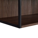 Modern Minimalist Tall Lighted Display Cabinet With Tempered Glass Door - Black / Dark Walnut by HouseOfZazla