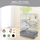 4-Tier 32" Small Animal Metal Cage Height Adjustable with Lockable Casters Grilles Pull-out Tray for Rabbit Chinchilla Ferret Bunny Guinea Pig Squirrel Hedgehog (GREY)