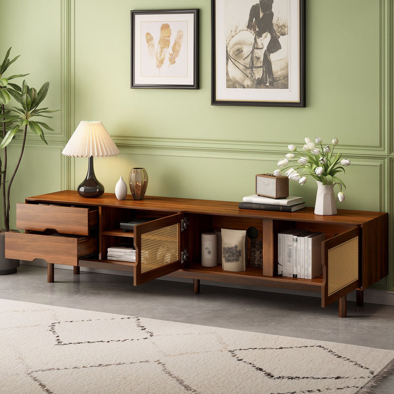 TV Stand For TVs Up To 85", Media Console With 2 Drawers - Walnut, photo 3 of 7