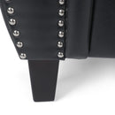 Contemporary Black PU Club Chair with Nailhead Trim and Rolled Armrests
