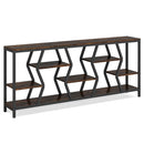 Tribesigns - Extra Long Narrow Sofa Console Table With 4 Tier Storage Shelves - Rustic Brown by HouseOfZazla