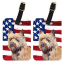 USA American Flag with Cairn Terrier Luggage Tag
