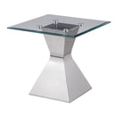 Jenny Glass Top Stainless Steel Side End Table Chrome